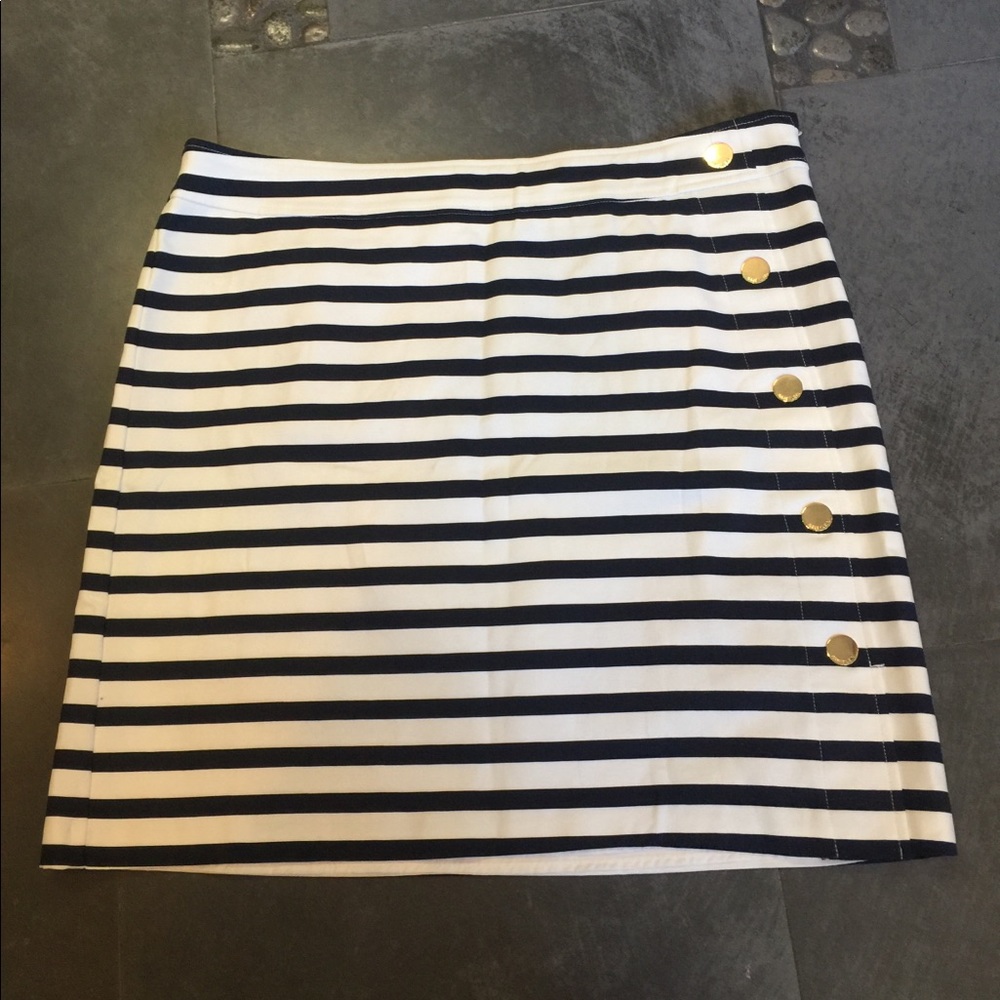 Anne Klein Midnight/White Stripe A Line Skirt- NWT